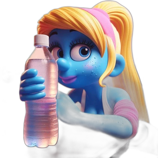 bottle, creature, robot, dress, concept art, 3d render, vaporwave, cartoon transparent PNG cut-out
