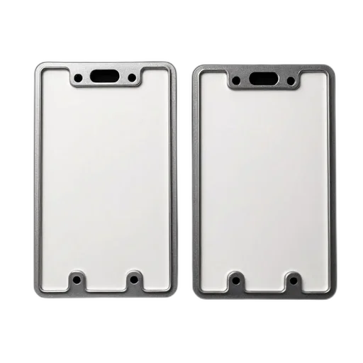 pair, identical, license, plates, blank, white, background, black transparent PNG cut-out