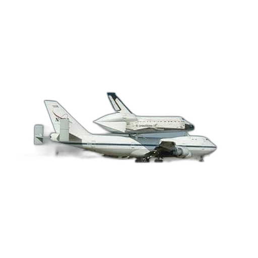 space, shuttle, sits, atop, large, white, airplane, clear transparent PNG cut-out