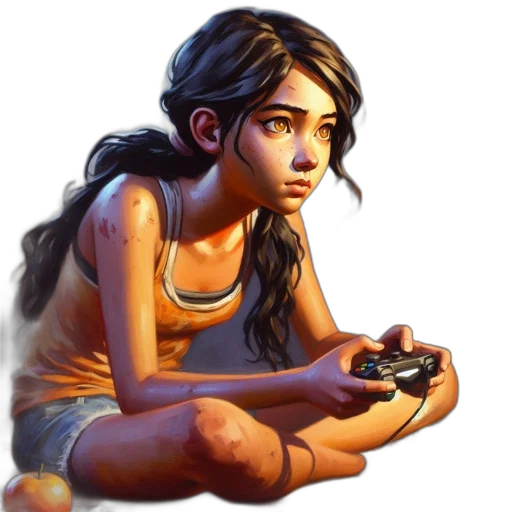 face, fantasy art, concept art, photorealistic, pixel art, young, woman, orange transparent PNG cut-out