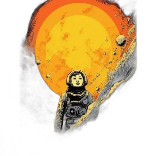 face, jacket, robot, comic book art, concept art, fantasy art, pixel art, outer space transparent PNG cut-out