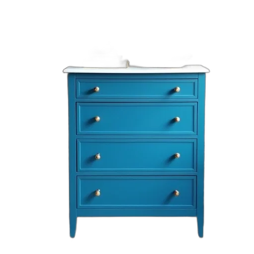 furniture, 3d render, blue, pastel, dresser, white, trim, against transparent PNG cut-out