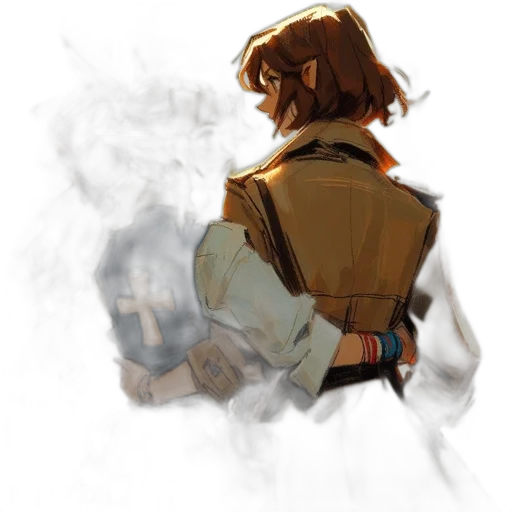 jacket, weapon, staff, sword, concept art, watercolor, fantasy art, pixel art transparent PNG cut-out