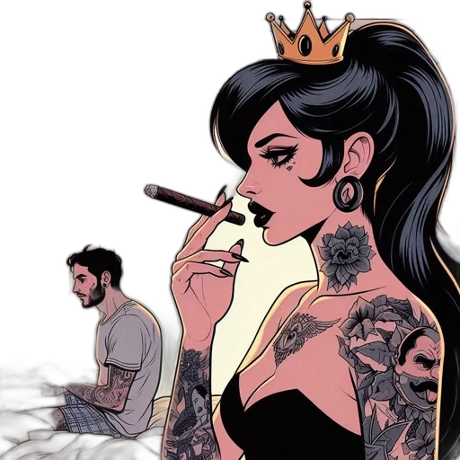 crown, jewelry, comic book art, concept art, cartoon, fantasy art, fire, woman transparent PNG cut-out