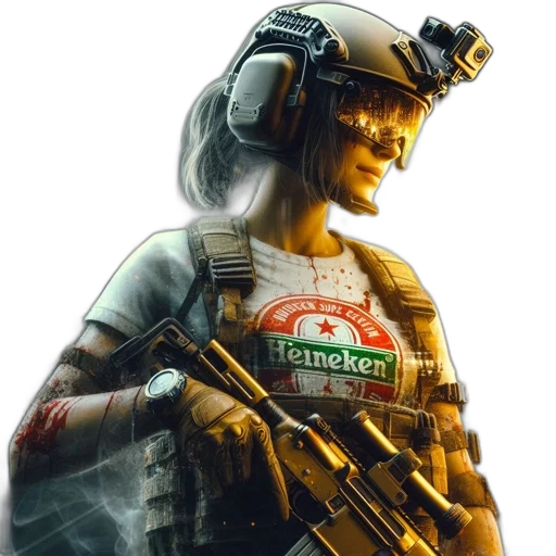 weapon, jacket, robot, cyberpunk, concept art, 3d render, pixel art, female transparent PNG cut-out