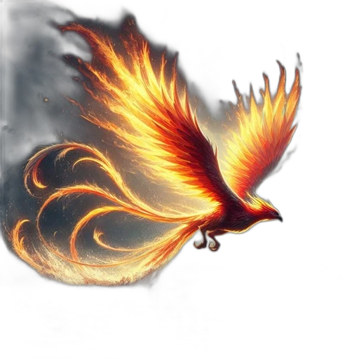 dragon, fantasy art, concept art, photorealistic, pixel art, fire, flaming, phoenix transparent PNG cut-out