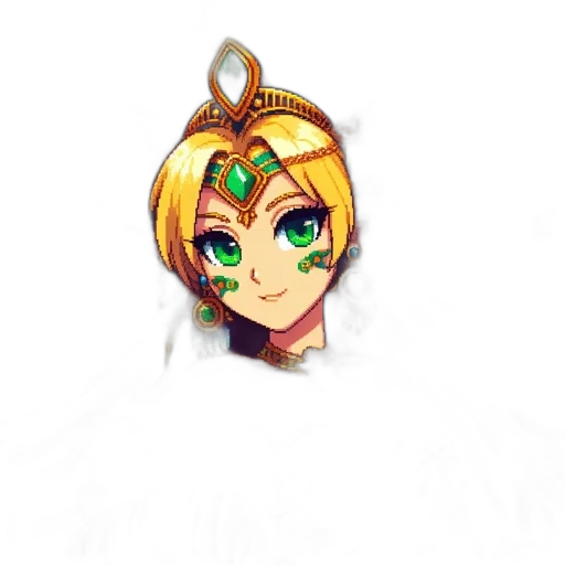 crown, jewelry, staff, weapon, pixel art, anime, 3d render, fantasy art transparent PNG cut-out