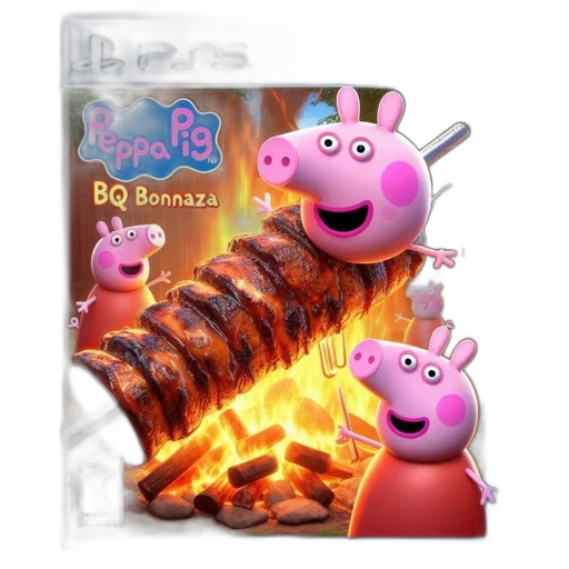 food, 3d render, concept art, fire, peppa, pig, bbq, bonanza transparent PNG cut-out