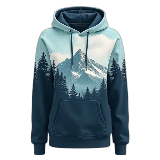 jacket, blue, mountain, graphic transparent PNG cut-out