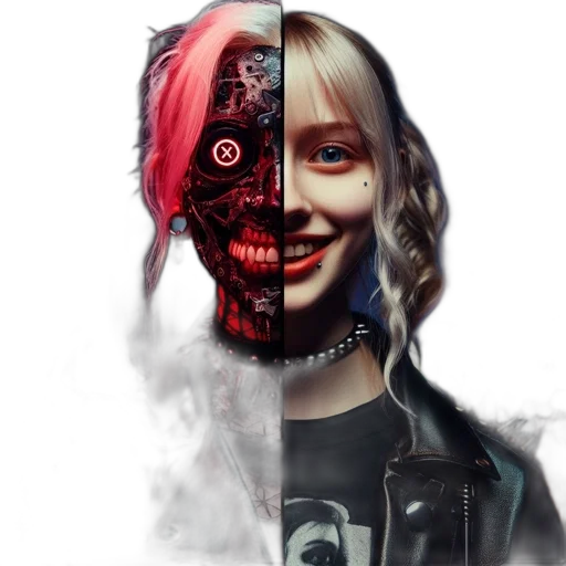 mask, face, robot, creature, concept art, cyberpunk, comic book art, 3d render transparent PNG cut-out