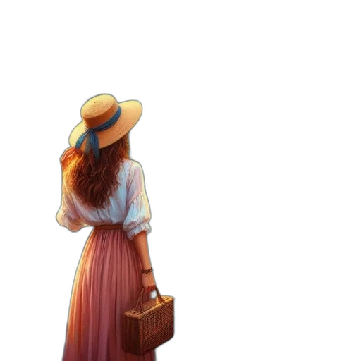 dress, hat, bottle, staff, concept art, oil painting, watercolor, fantasy art transparent PNG cut-out