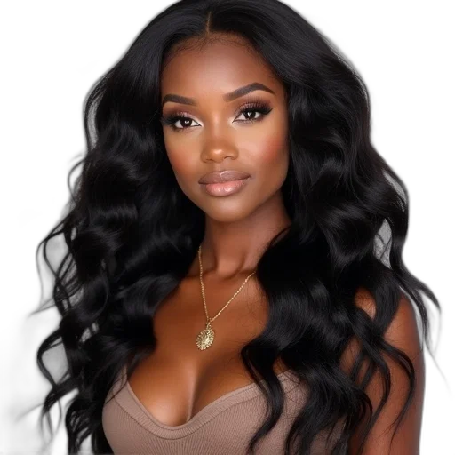 hair, jewelry, photorealistic, cartoon, earth tones, sleek, body, wave transparent PNG cut-out