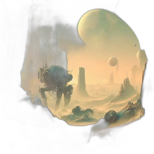 mask, robot, creature, concept art, fantasy art, 3d render, photorealistic, fog transparent PNG cut-out