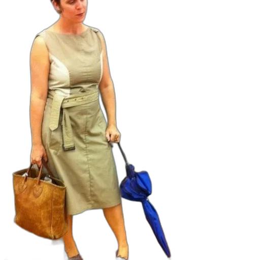 dress, staff, shoes, umbrella, 3d render, concept art, photorealistic, blue transparent PNG cut-out