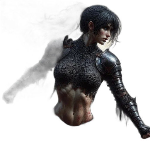 weapon, sword, robot, concept art, fantasy art, 3d render, comic book art, dark transparent PNG cut-out