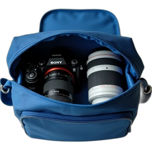 weapon, jacket, face, blue, camera, bag, zipper, open transparent PNG cut-out