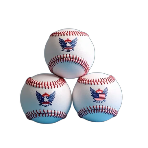 three, baseballs, displayed, surface, blue, background, first, baseball transparent PNG cut-out