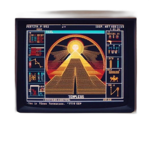 pixel art, cyberpunk, outer space, old, computer, displaying, game, simulation transparent PNG cut-out