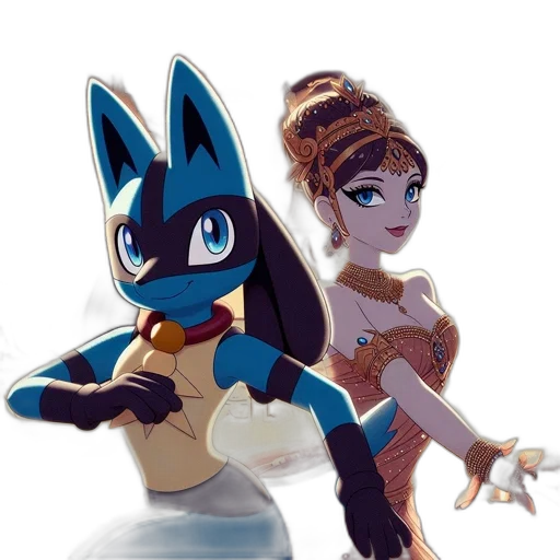 concept art, 3d render, fantasy art, cartoon, underwater, two, animated, characters transparent PNG cut-out
