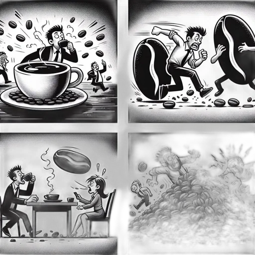 food, concept art, comic book art, cartoon, outer space, underwater, fire, 4-panel transparent PNG cut-out