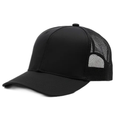 hat, crown, 3d render, black, baseball, cap, mesh, back transparent PNG cut-out
