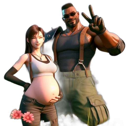 concept art, 3d render, photorealistic, earth tones, pregnant, female, muscular, male transparent PNG cut-out