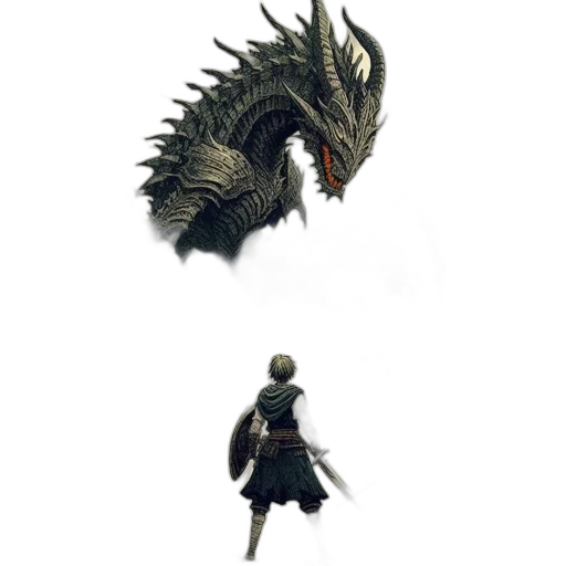 dragon, creature, sword, animal, concept art, fantasy art, pixel art, 3d render transparent PNG cut-out