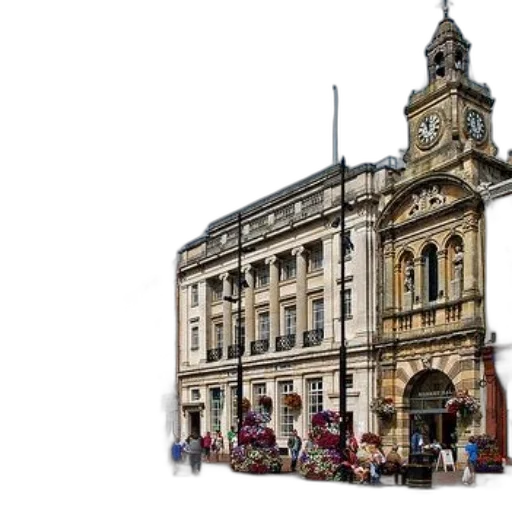 building, photorealistic, city street, bustling, town, square, historic, buildings transparent PNG cut-out