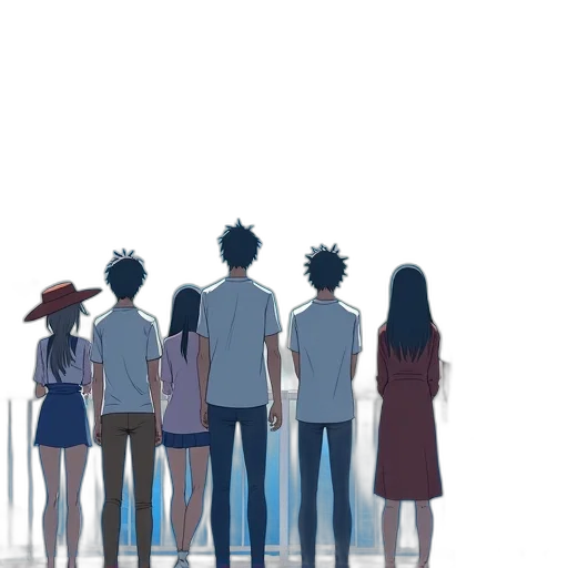 anime, concept art, pixel art, cartoon, underwater, sunset, outer space, city street transparent PNG cut-out