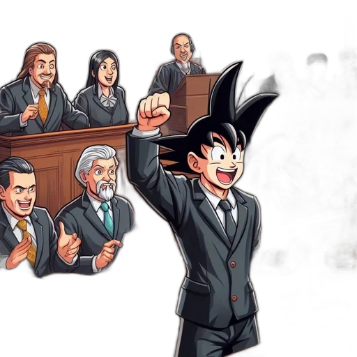 concept art, cartoon, comic book art, anime, crowded, courtroom, young, man transparent PNG cut-out