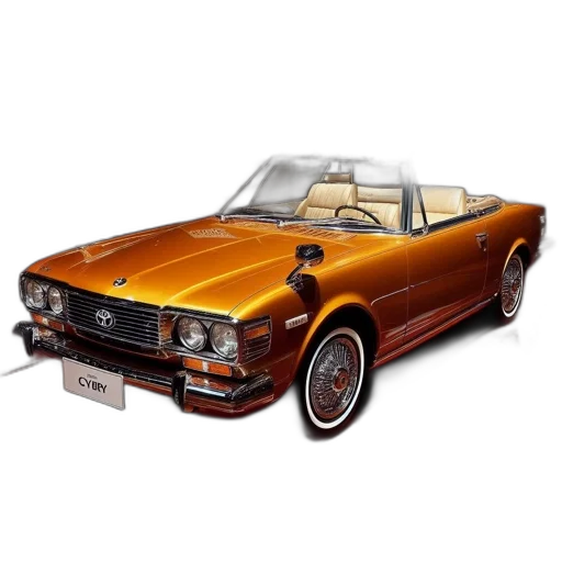 car, photorealistic, 3d render, vintage, orange, convertible, named, cyber transparent PNG cut-out