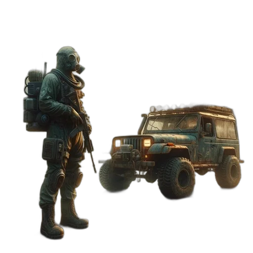 weapon, robot, car, creature, concept art, 3d render, pixel art, photorealistic transparent PNG cut-out