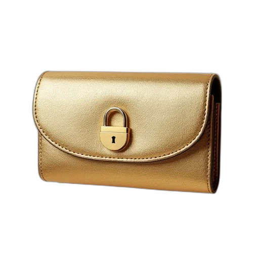 jewelry, golden, lock, wallet transparent PNG cut-out