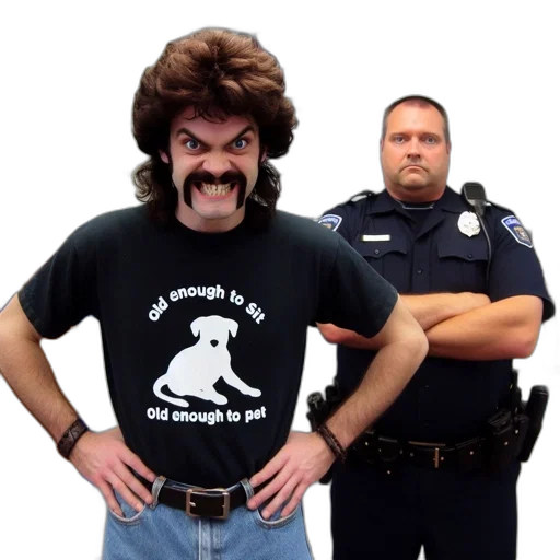 staff, animal, weapon, creature, two, men, stand, police transparent PNG cut-out