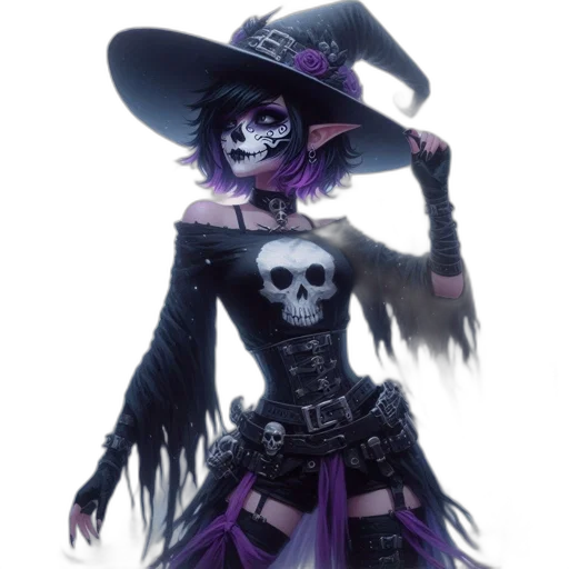 hat, staff, mask, concept art, fantasy art, pixel art, comic book art, dark transparent PNG cut-out