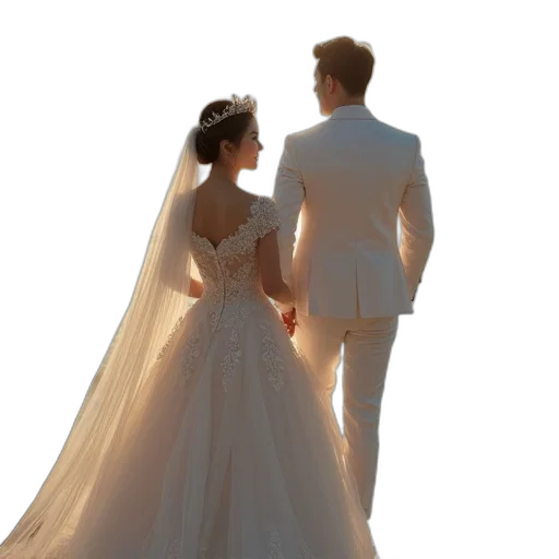 dress, photorealistic, 3d render, wedding transparent PNG cut-out