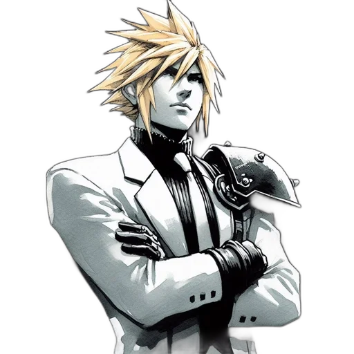 jacket, staff, animal, concept art, comic book art, cartoon, pixel art, monochrome transparent PNG cut-out