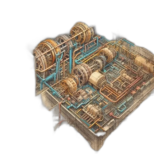 building, concept art, 3d render, intricate, illustration, portrays, complex, machine transparent PNG cut-out