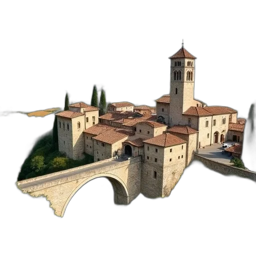 building, photorealistic, 3d render, concept art, watercolor, picturesque, village, old transparent PNG cut-out
