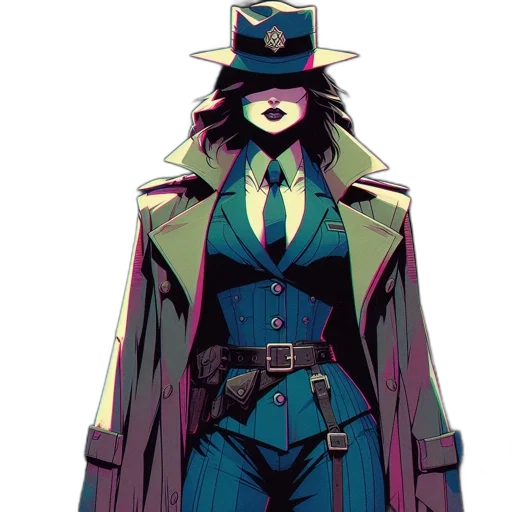 jacket, staff, hat, weapon, concept art, cyberpunk, comic book art, pixel art transparent PNG cut-out