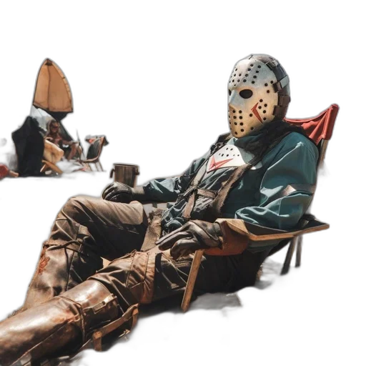 mask, robot, furniture, concept art, person, sitting, beach, folding transparent PNG cut-out