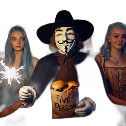 mask, concept art, fantasy art, 3d render, fire, theater, scene, figure transparent PNG cut-out