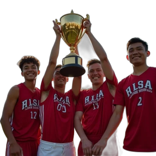 athletics, team, celebrates, championship, trophy, after, winning, their transparent PNG cut-out