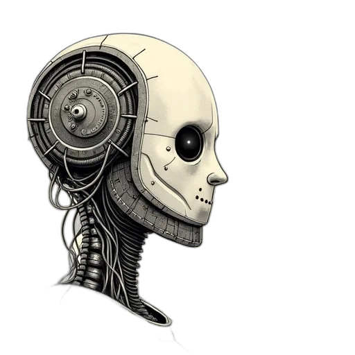 robot, mask, face, creature, concept art, cyberpunk, 3d render, comic book art transparent PNG cut-out