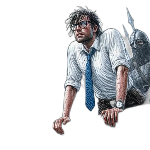 comic book art, concept art, fantasy art, pixel art, man, formal, attire, shows transparent PNG cut-out