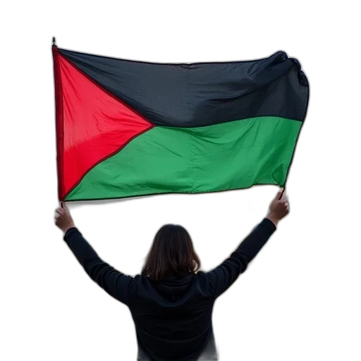 person, holding, flag, red, black, green, color, scheme transparent PNG cut-out