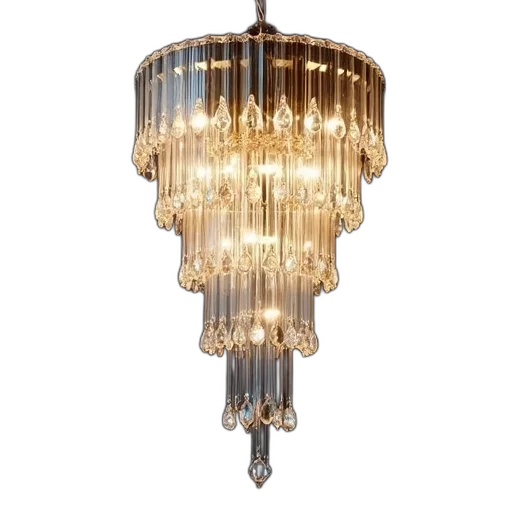 3d render, modern, chandelier, sleek, transparent, glass, design, series transparent PNG cut-out