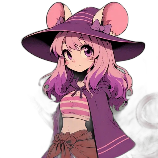 hat, staff, jacket, creature, anime, concept art, pixel art, fantasy art transparent PNG cut-out