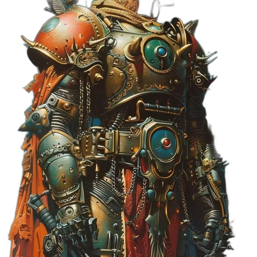 robot, weapon, sword, staff, concept art, fantasy art, cyberpunk, 3d render transparent PNG cut-out