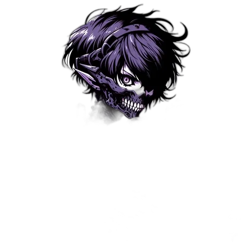 mask, face, creature, hair, comic book art, anime, concept art, pixel art transparent PNG cut-out